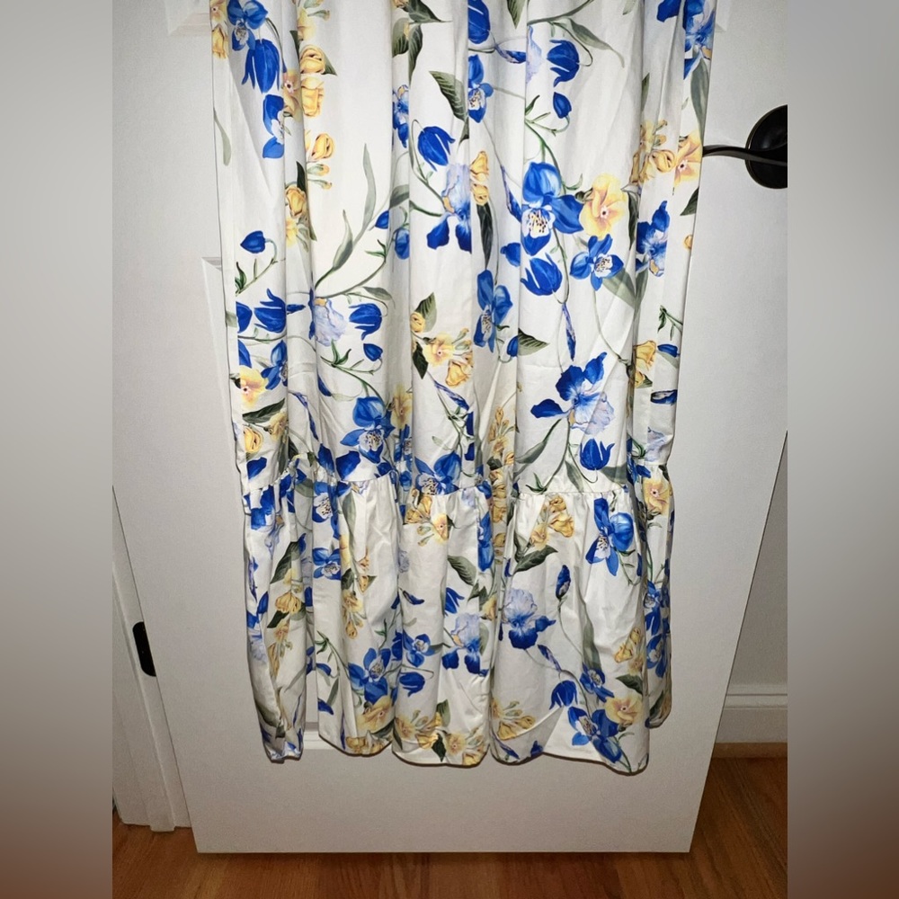 Express Floral Square Neck Puff Sleeve Tiered
Poplin Midi Dress - Picture 13 of 13